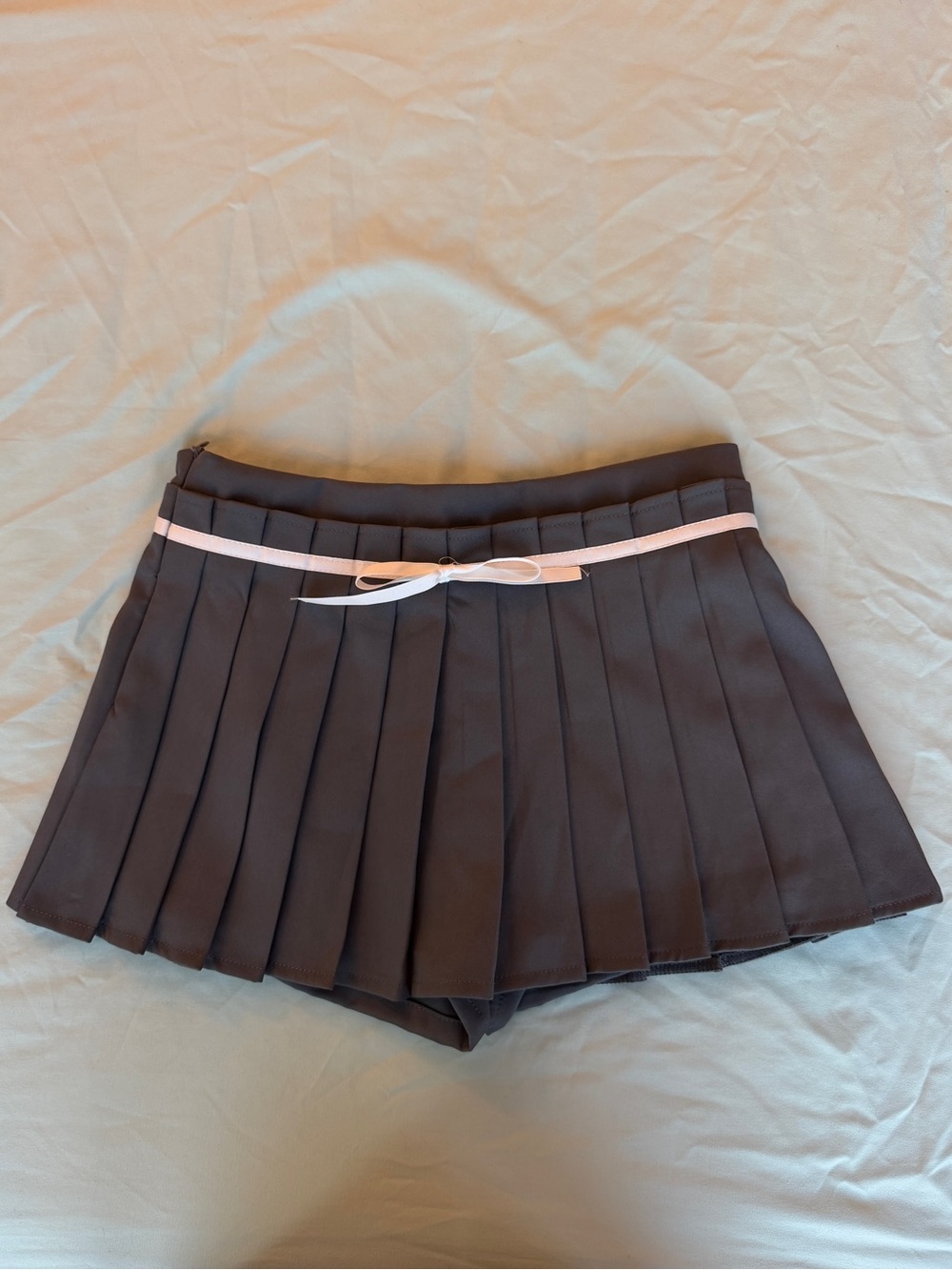 Gray Pleated Mini Skort w/ Ribbon Tie | Preppy Tennis Style